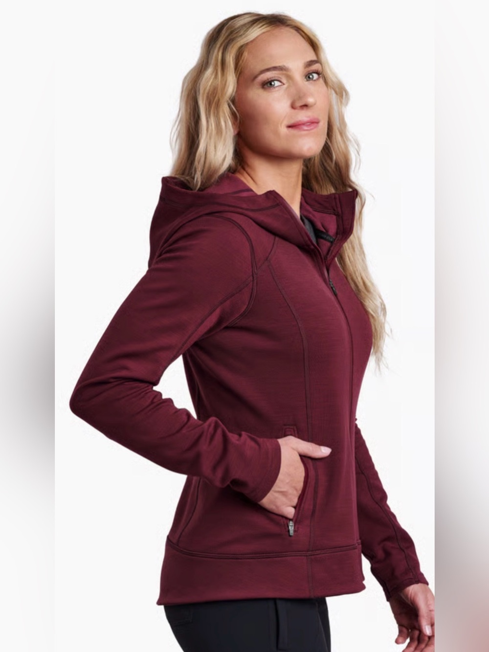 Kuhl Women's Maroon Zip-Up Hooded Sweatshirt